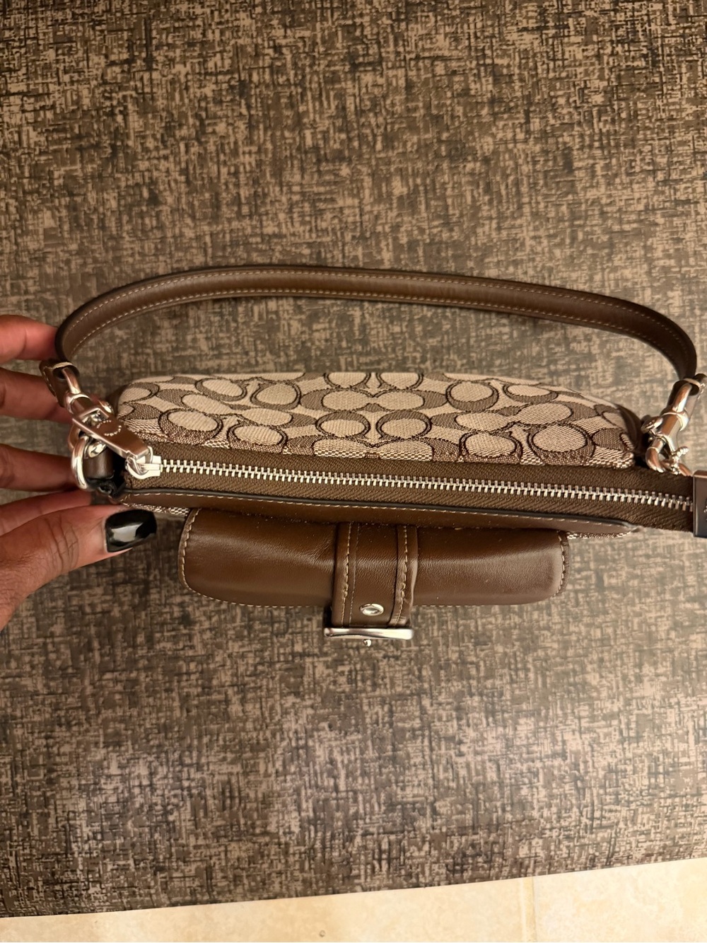 Genuine Coach “Ashton” Brown Signature Canvas Shoulder Bag with Buckle - Picture 3 of 4